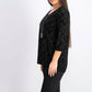 JM Women's Collection Velvet Necklace Top Black Size Extra Small
