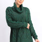 Charter Club Women's Cowl-Neck Cable-Knit Glitter Sweater Green Size Large