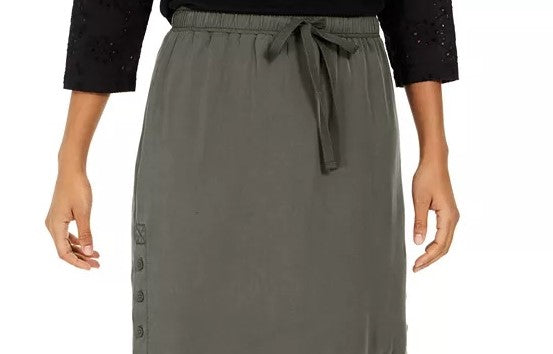 Style & Co Women's Drawstring Tencel Skort Green Size Extra Large