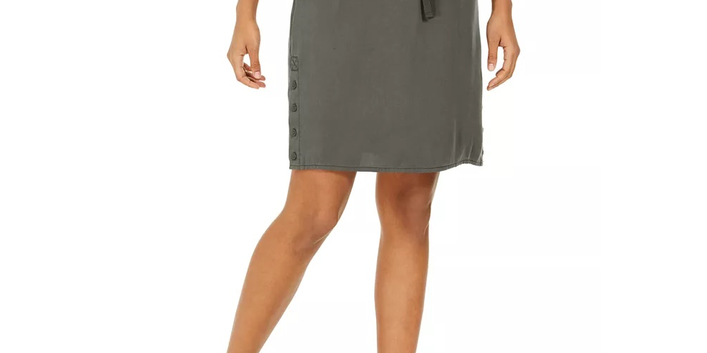 Style & Co Women's Drawstring Tencel Skort Green Size Extra Large