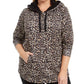 Ideology Women's Plus Printed RoundHem Hoodie Beige khaki Size 3X