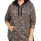 Ideology Women's Plus Printed RoundHem Hoodie Beige khaki Size 3X
