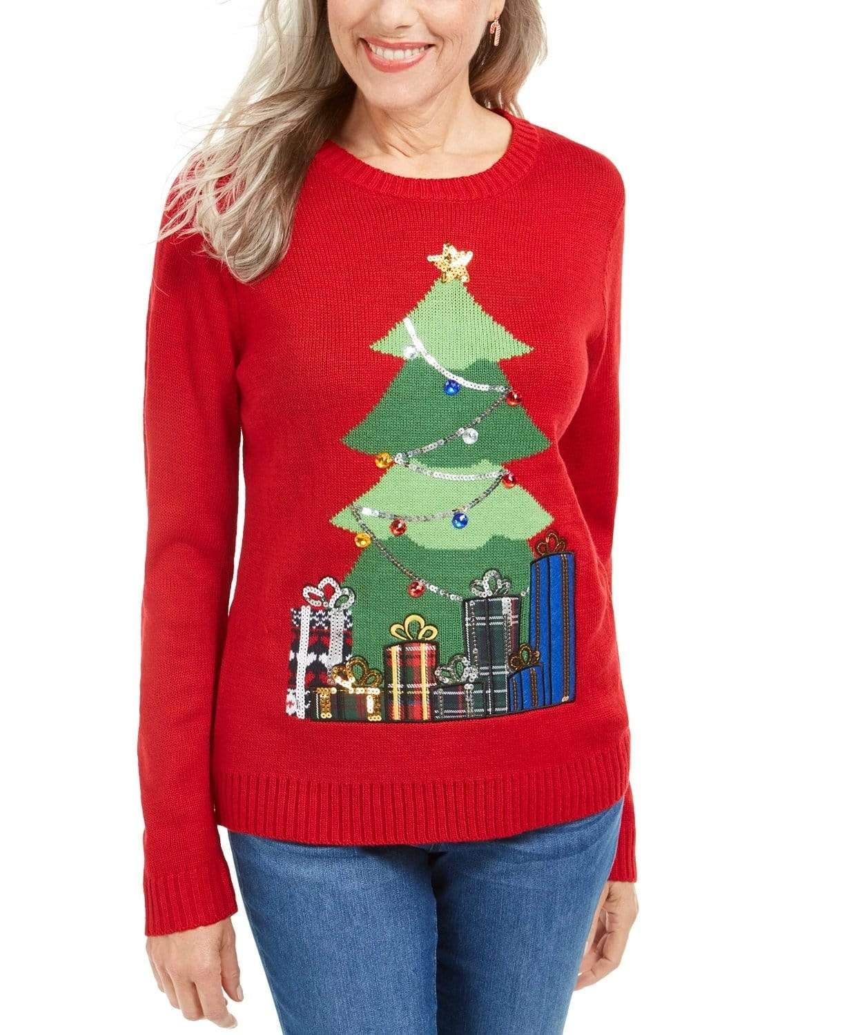Karen Scott Women's Midnight Presents Sweater Red Size Petite Medium