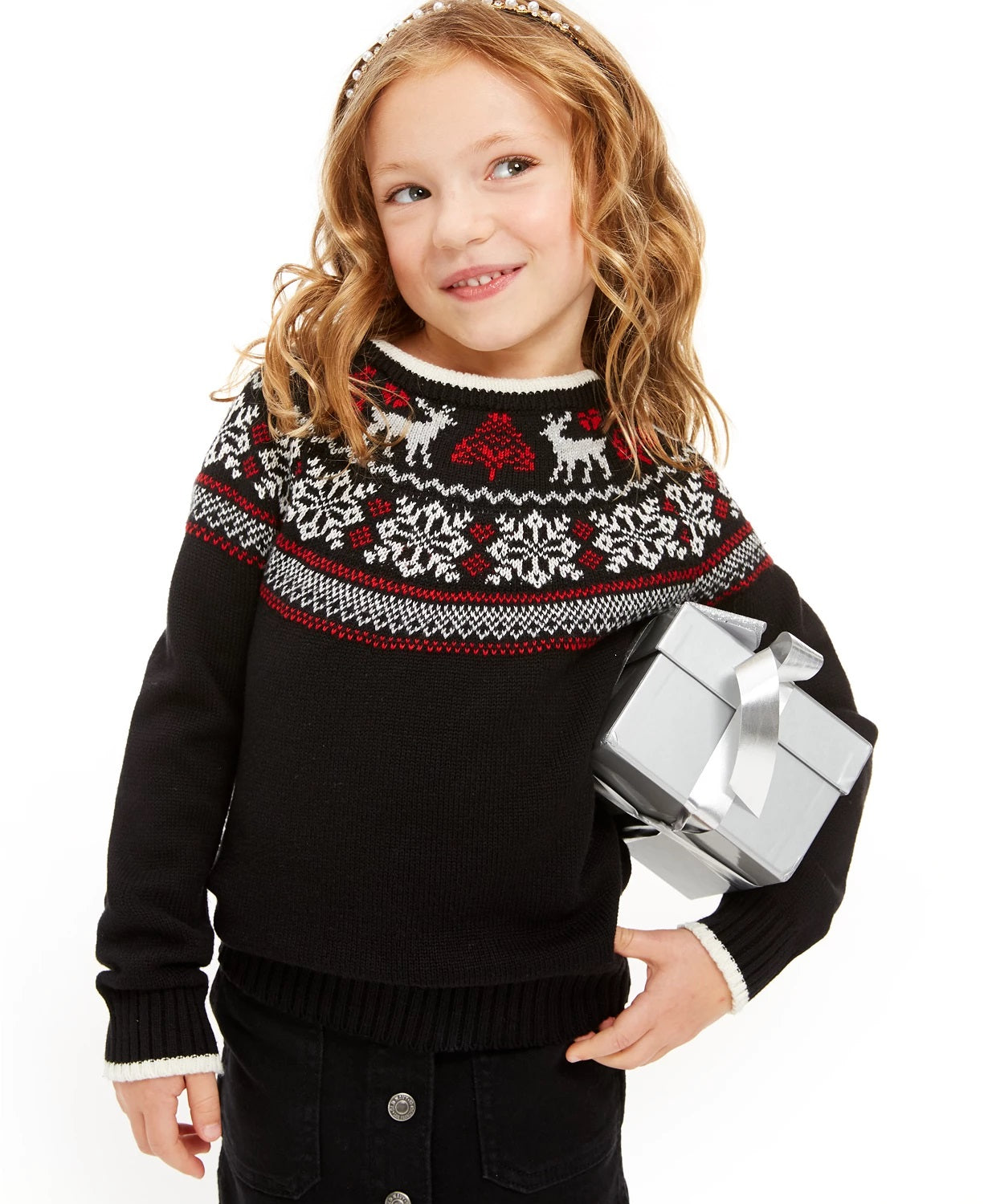 Charter Club Little Girls Fair Isle Family Sweater Black Size 4T