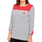 Karen Scott Women's Sport Colorblocked Striped Top  Red Size XX-Large