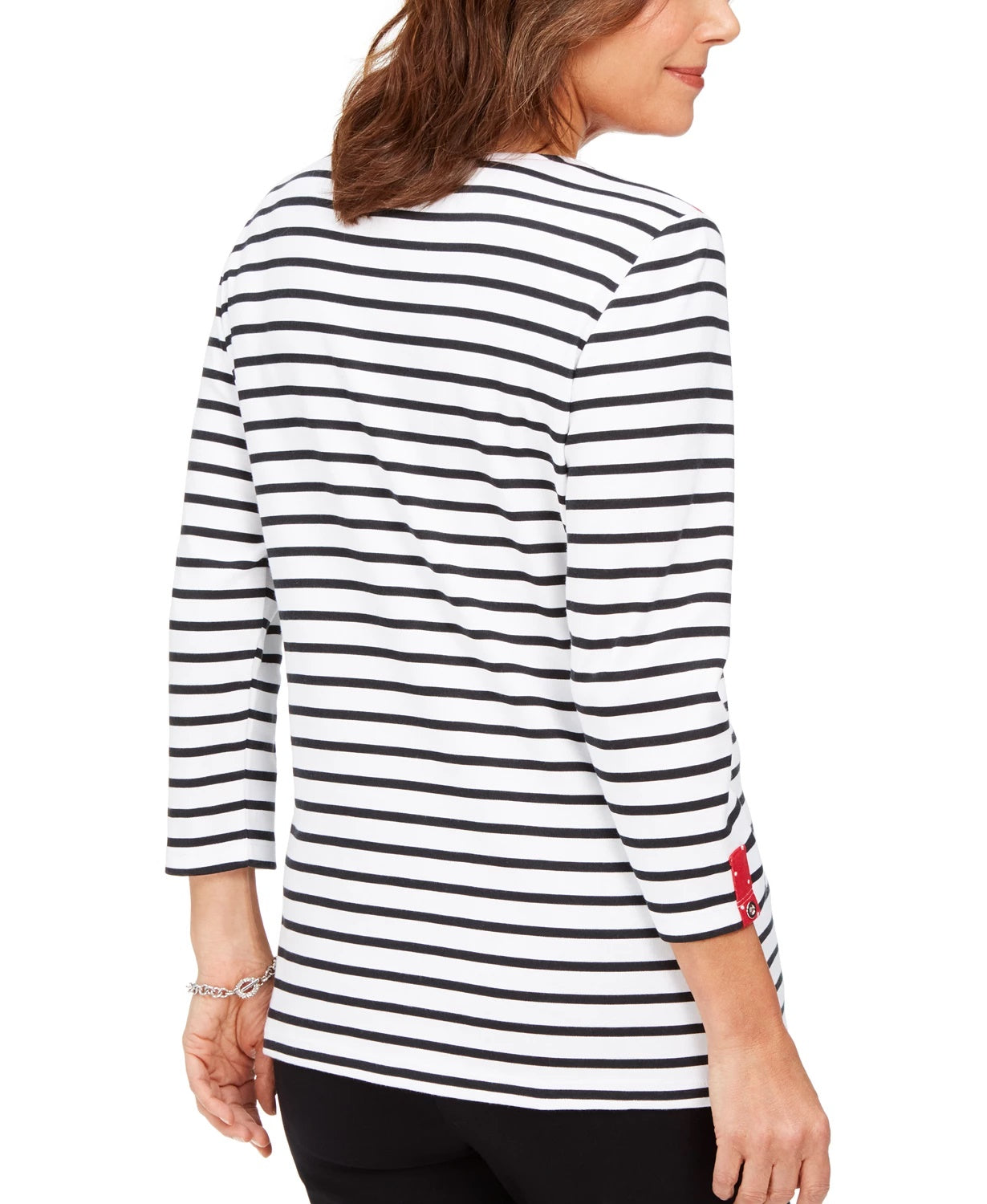 Karen Scott Women's Sport Colorblocked Striped Top  Red Size XX-Large