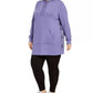 Ideology Women's Plus Snakeskin Printed Panel Hoodie Purple Size 1X