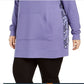 Ideology Women's Plus Snakeskin Printed Panel Hoodie Purple Size 1X