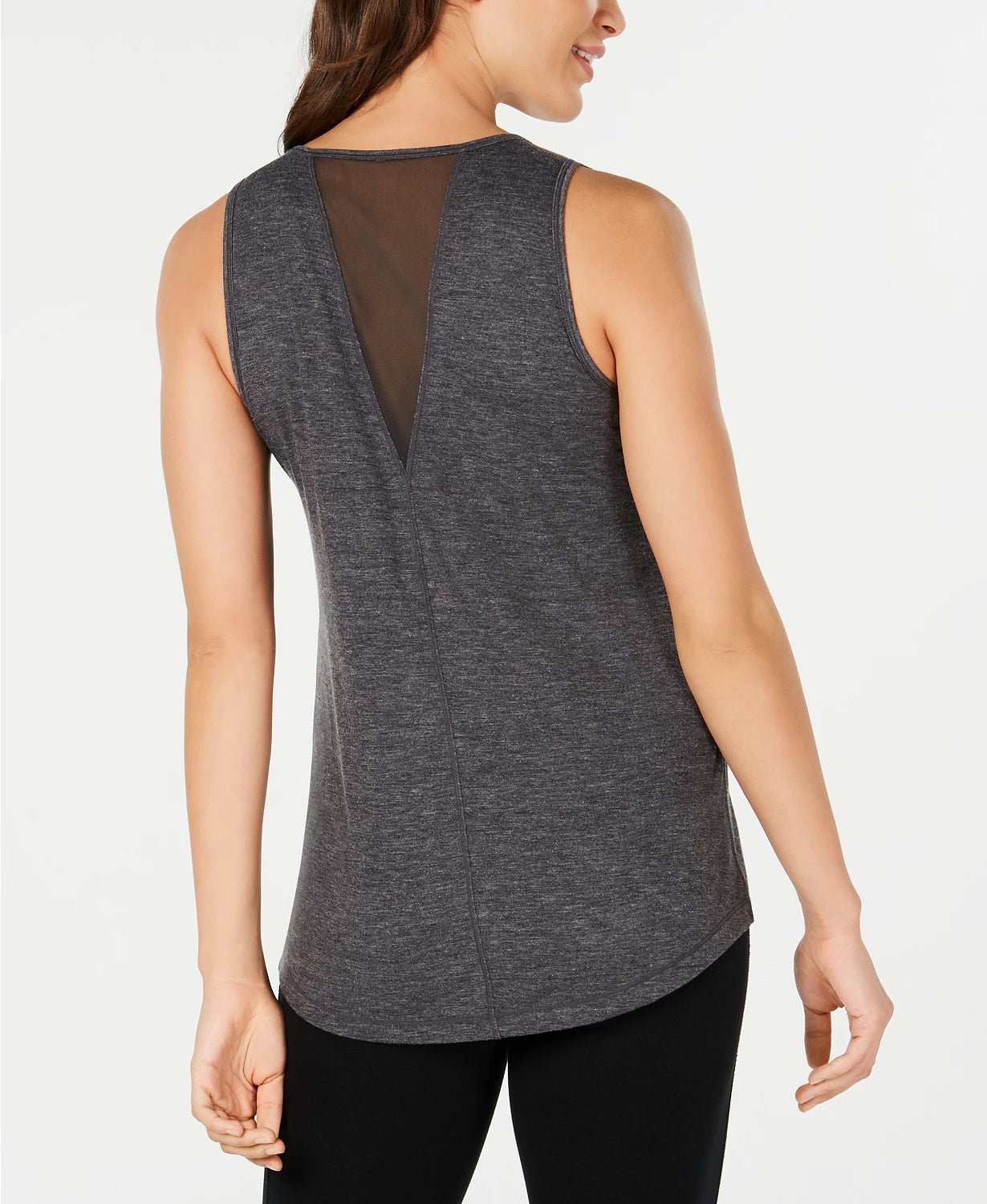 Ideology Women's Mesh-Back Tank Top Dark Gray Size Medium