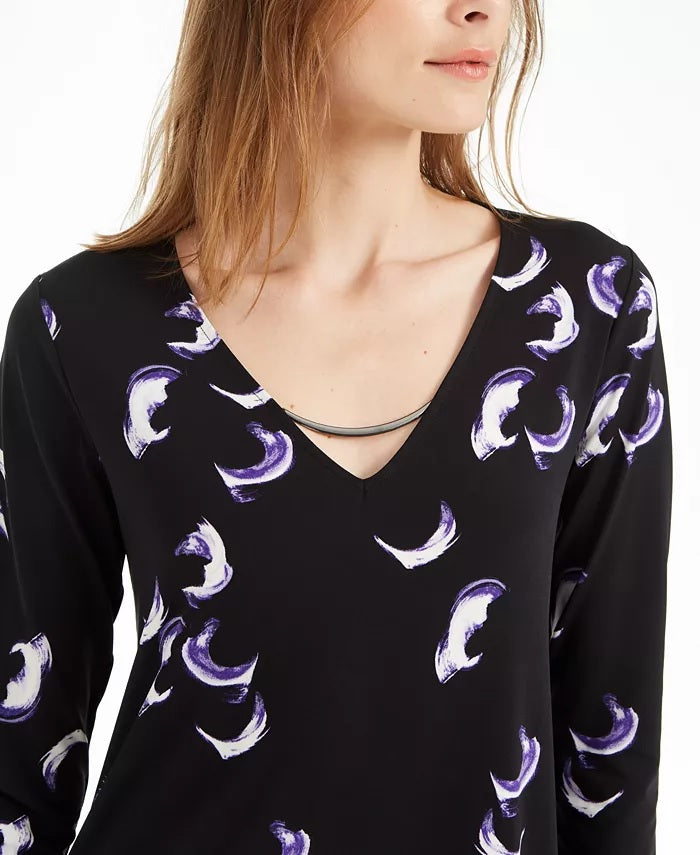 Alfani Women's Petite Hardware-Trim Top Purple Size Medium