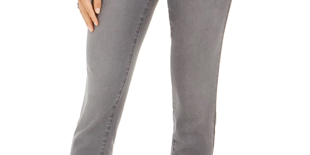 Style & Co Women's Curvy Fit Skinny Bling Pocket Jeans Charcoal Size 4
