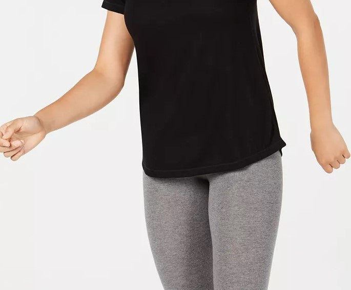 Ideology Women's  Mesh-Back T-Shirt Black Size Small