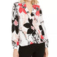 Alfani Women's Petite Printed Piped Surplice Top White Size Medium