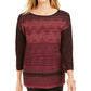 JM Collection Women's Metallic-Stitched Drop-Shoulder Sweater Purple Size Large