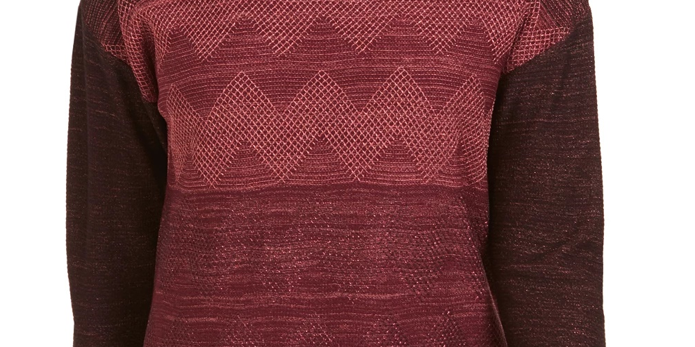 JM Collection Women's Metallic-Stitched Drop-Shoulder Sweater Purple Size Large