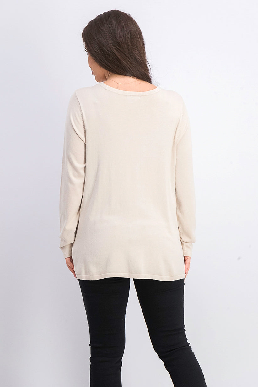 Alfani Women's Hardware Seamed Sweater Beige Size Medium