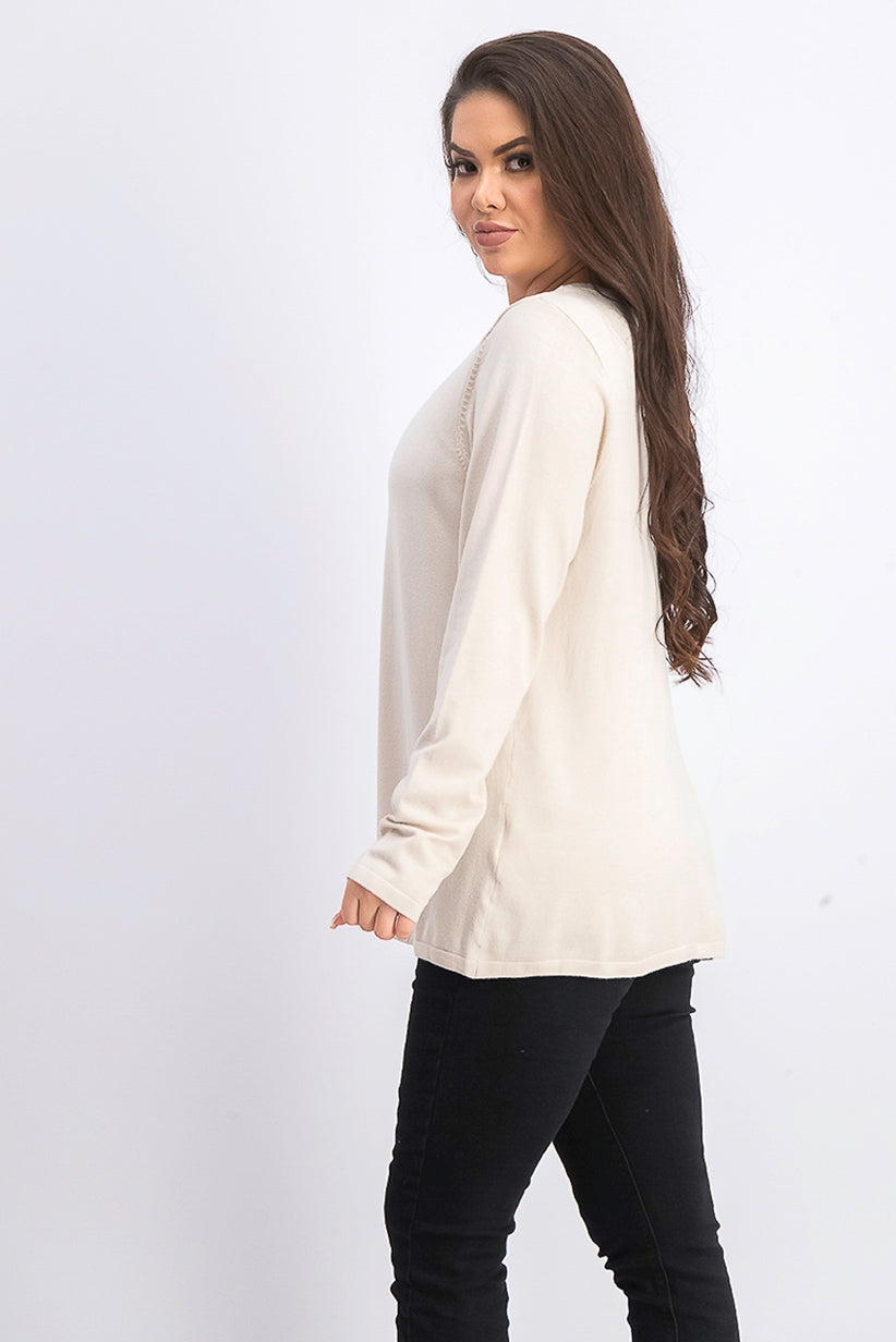 Alfani Women's Hardware Seamed Sweater Beige Size Medium