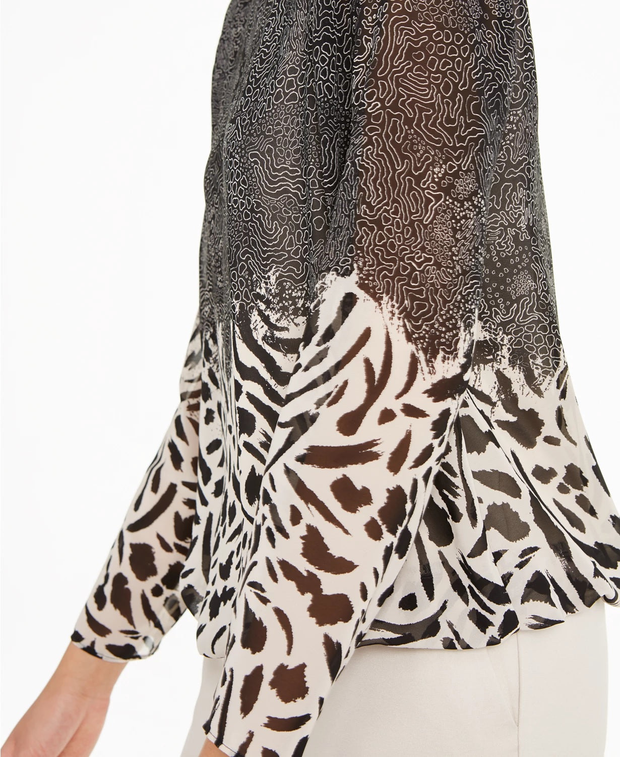 Alfani Women's Mixed-Print Bubble Top Black Size Petite Small