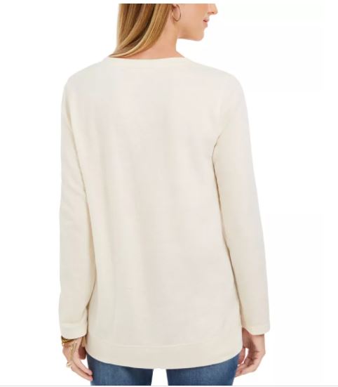 Style & Co Women's Metallic Graphic Sweatshirt Beige Size X-Large