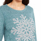 Style & Co Women's Snowflake Graphic Sweatshirt Green Size Large