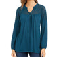 Style & Co Women's Crochet-Yoke Top Green Size Extra Small