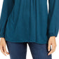 Style & Co Women's Crochet-Yoke Top Green Size Extra Small