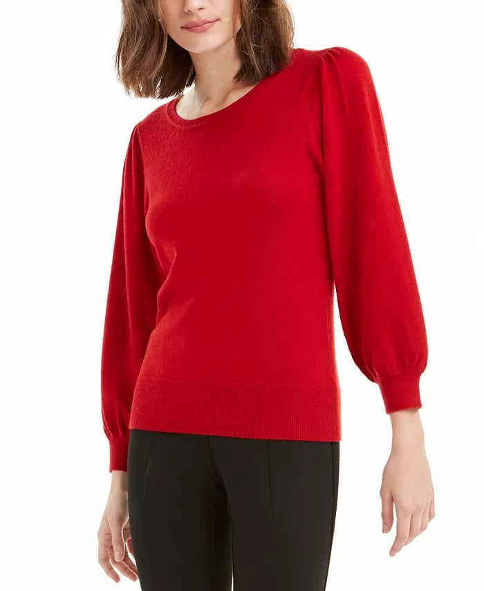 Maison Jules Women's Puff-Sleeve Sweater Bright Red Size X-Small