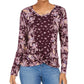 Style & Co Women's Printed Twist Hem Top Purple Size Large