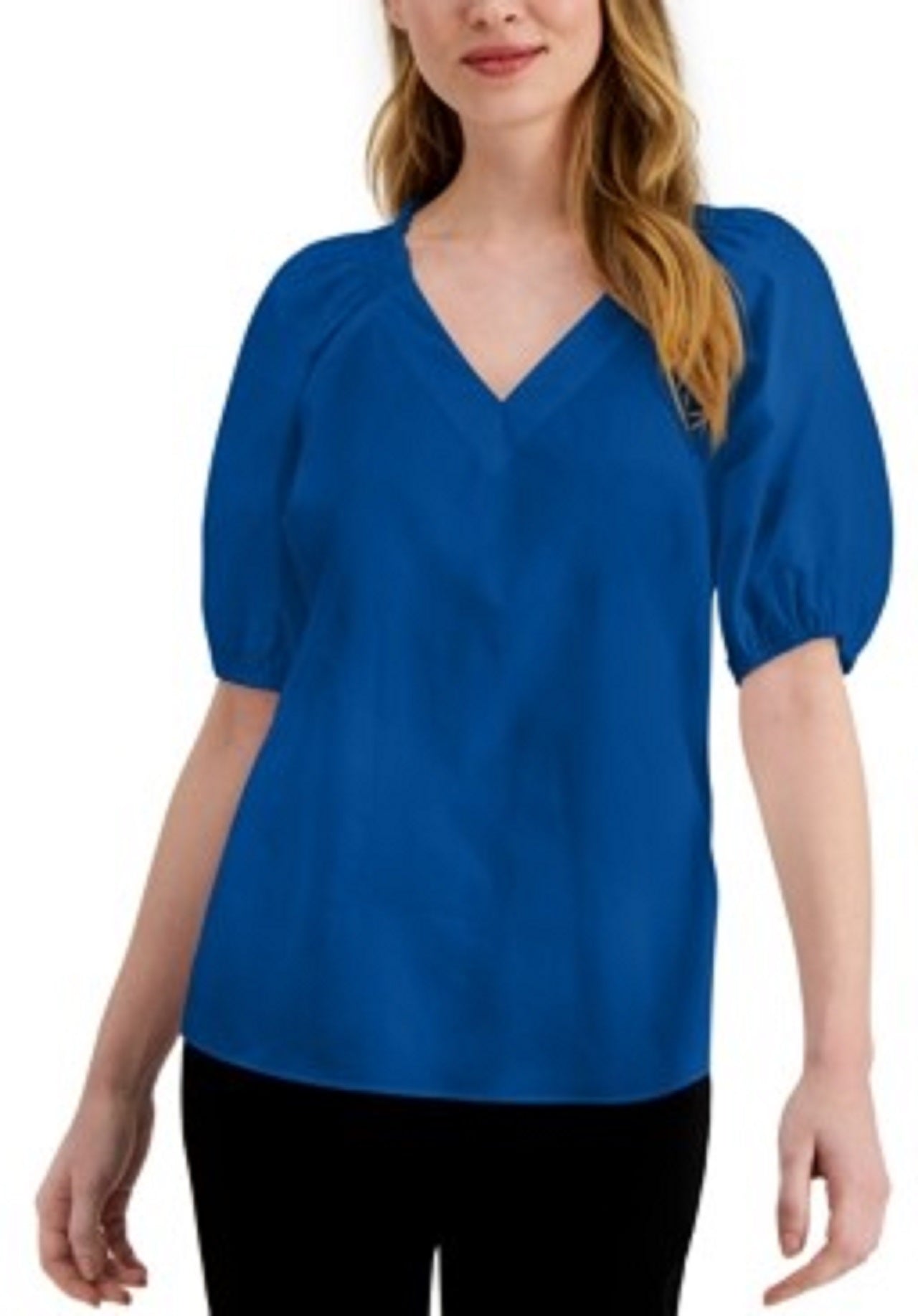 Alfani Women's Smocked-Shoulder Top Dark Blue Size XX Large