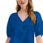 Alfani Women's Smocked-Shoulder Top Dark Blue Size XX Large