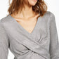 INC International Concepts Women's Criss-Cross Shine Top Silver Size Extra Small