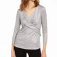 INC International Concepts Women's Criss-Cross Shine Top Silver Size Extra Small