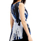 Alfani Women's Belted Pleated Abstract Top Dark Blue Size Large