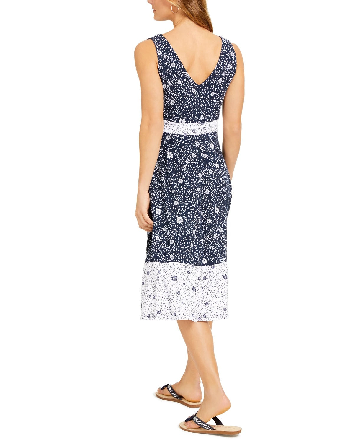 Charter Club Women's Floral Sleeveless Dress Blue Size Small