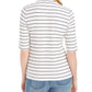 Charter Club Women's Striped Mock Neck Top White Size Small