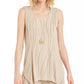 JM Collection Women's Sleeveless Textured Necklace Top Beigekhaki Size X-Small