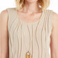 JM Collection Women's Sleeveless Textured Necklace Top Beigekhaki Size X-Small