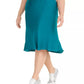 INC International Concepts Women's Plus Size Bias-Cut Midi Skirt Green Size 4X