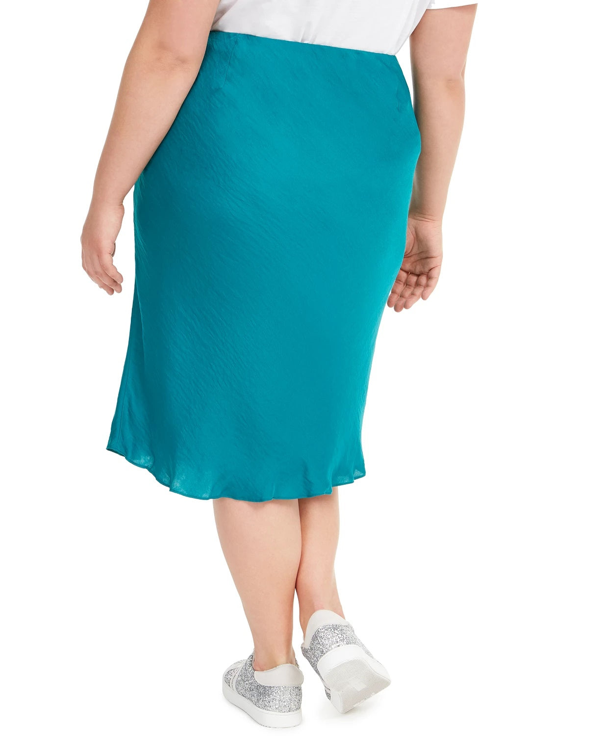 INC International Concepts Women's Plus Size Bias-Cut Midi Skirt Green Size 4X