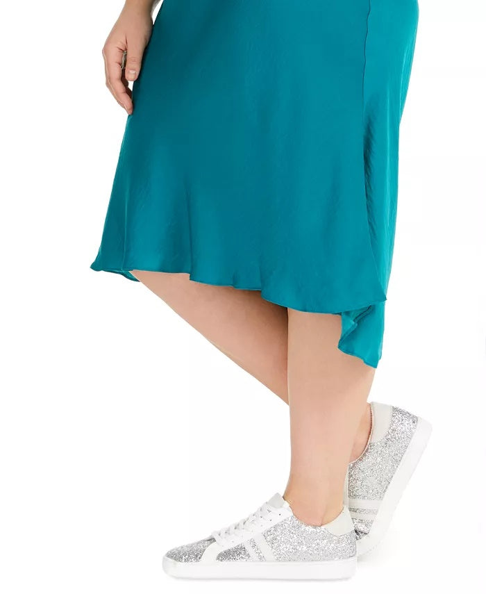 INC International Concepts Women's Plus Size Bias-Cut Midi Skirt Green Size 4X