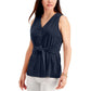 Charter Club Women's Tie-Front Sleeveless Top Blue Size Small