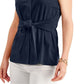 Charter Club Women's Tie-Front Sleeveless Top Blue Size Small
