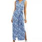 Charter Club Women'sTie-Waist Maxi Dress Blue Size X-Large