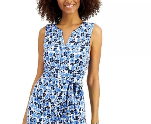 Charter Club Women'sTie-Waist Maxi Dress Blue Size X-Large
