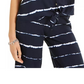 Style & Co Women's Striped Tie-Dyed Tie-Front Blouse Navy Size Small