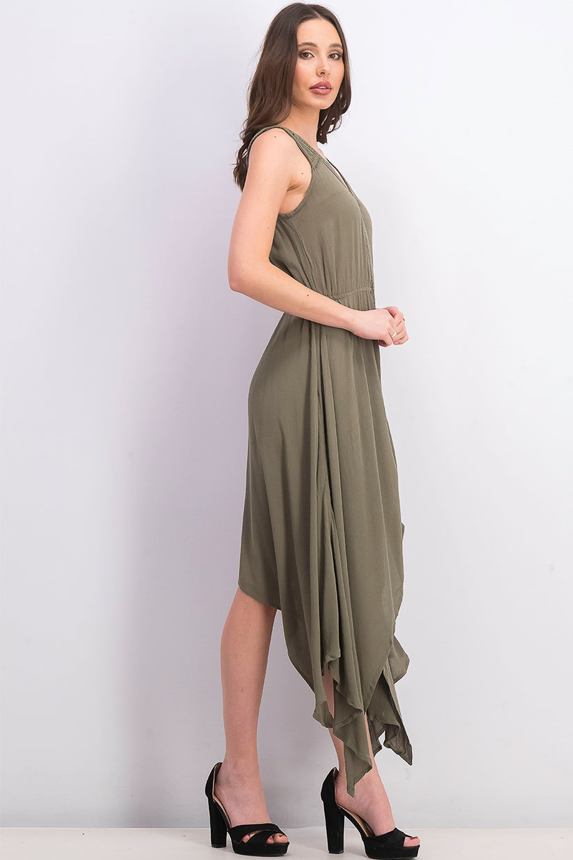 Style & Co Women's Handkerchief-Hem Dress Green Size Large