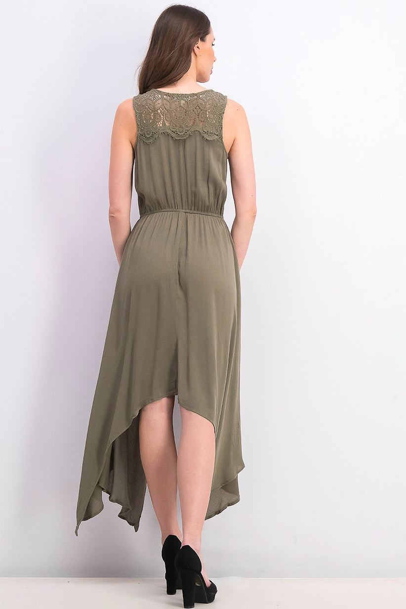 Style & Co Women's Handkerchief-Hem Dress Green Size Large
