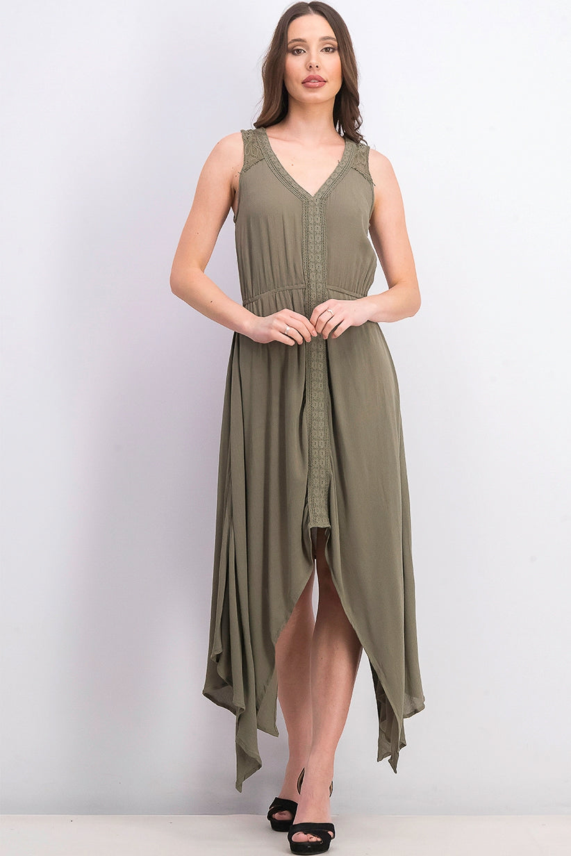 Style & Co Women's Handkerchief-Hem Dress Med Green Size Medium