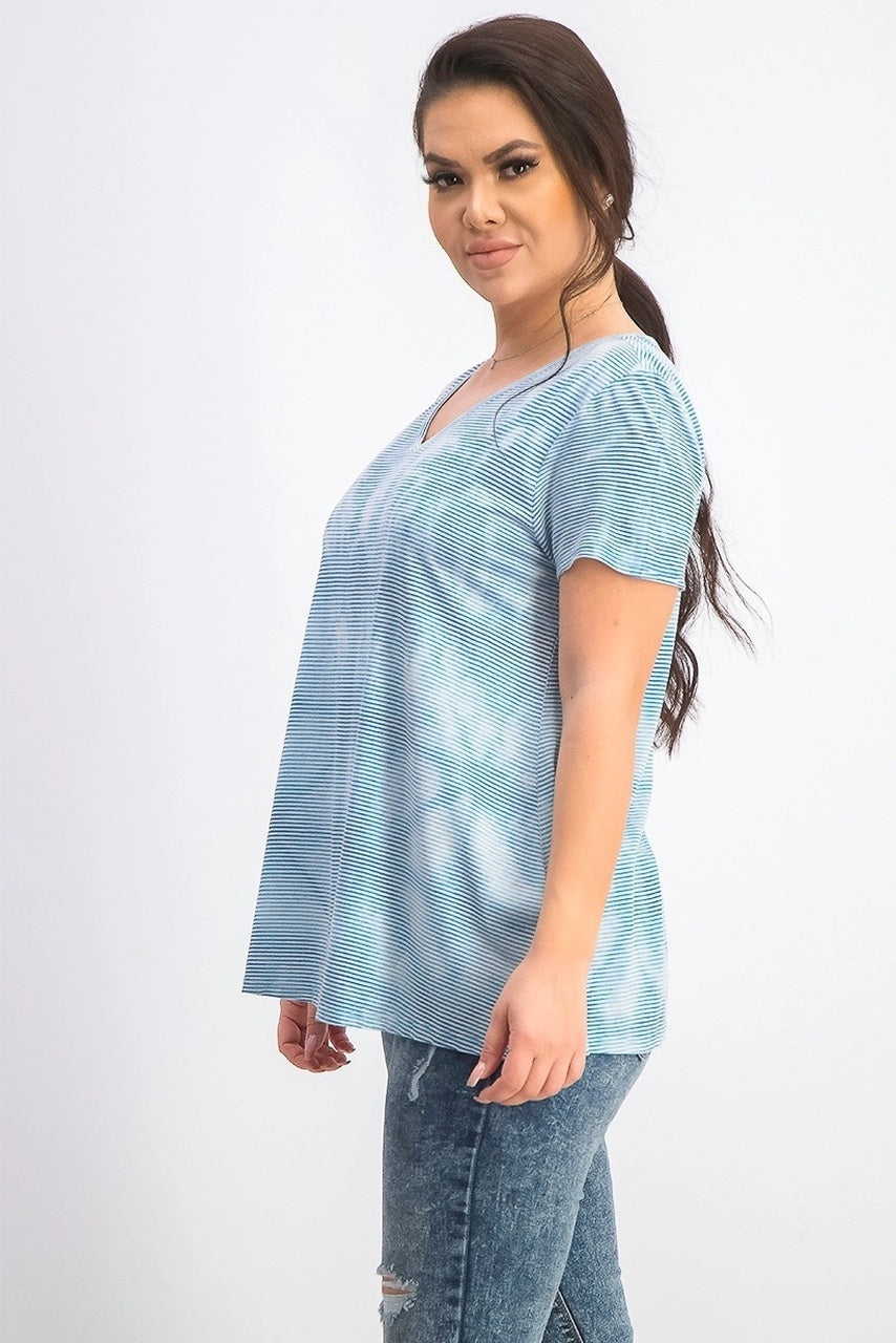 Style & Co Women's Tie-Dyed Linen-Blend Top Blue Size Small