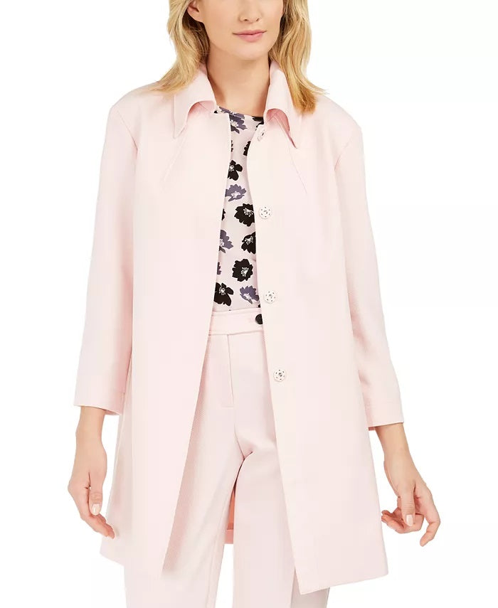 Anne Klein Women's Long Trapeze Jacket Pink Size 8